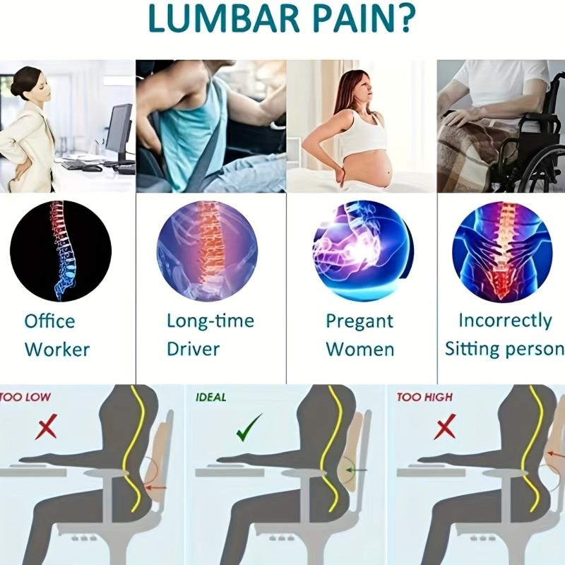Memory Foam Lumbar Support Pillow for Improved Posture and Comfort