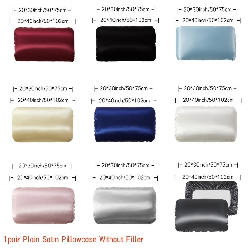 2pcs Satin Pillowcase with Elastic Cord, Soft & Breathable for Comfortable Sleep