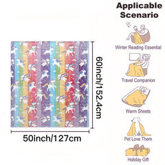 Rainbow Unicorn Glow-In-The-Dark Flannel Throw Blanket