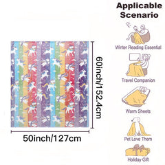 Rainbow Unicorn Glow-In-The-Dark Flannel Throw Blanket