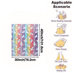 Rainbow Unicorn Glow-In-The-Dark Flannel Throw Blanket