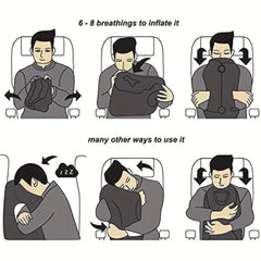 Inflatable Travel Pillow for Neck & Lumbar Support Reduces Pain & Improves Sleep