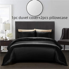 3pcs Satin Solid Duvet Cover Set with Pillowcases
