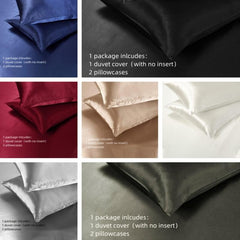 3pcs Satin Solid Duvet Cover Set with Pillowcases