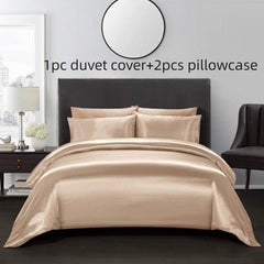 3pcs Satin Solid Duvet Cover Set with Pillowcases