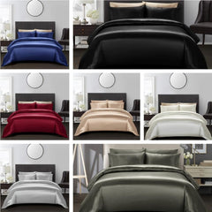 3pcs Satin Solid Duvet Cover Set with Pillowcases