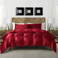 3pcs Satin Solid Duvet Cover Set with Pillowcases