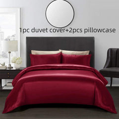 3pcs Satin Solid Duvet Cover Set with Pillowcases