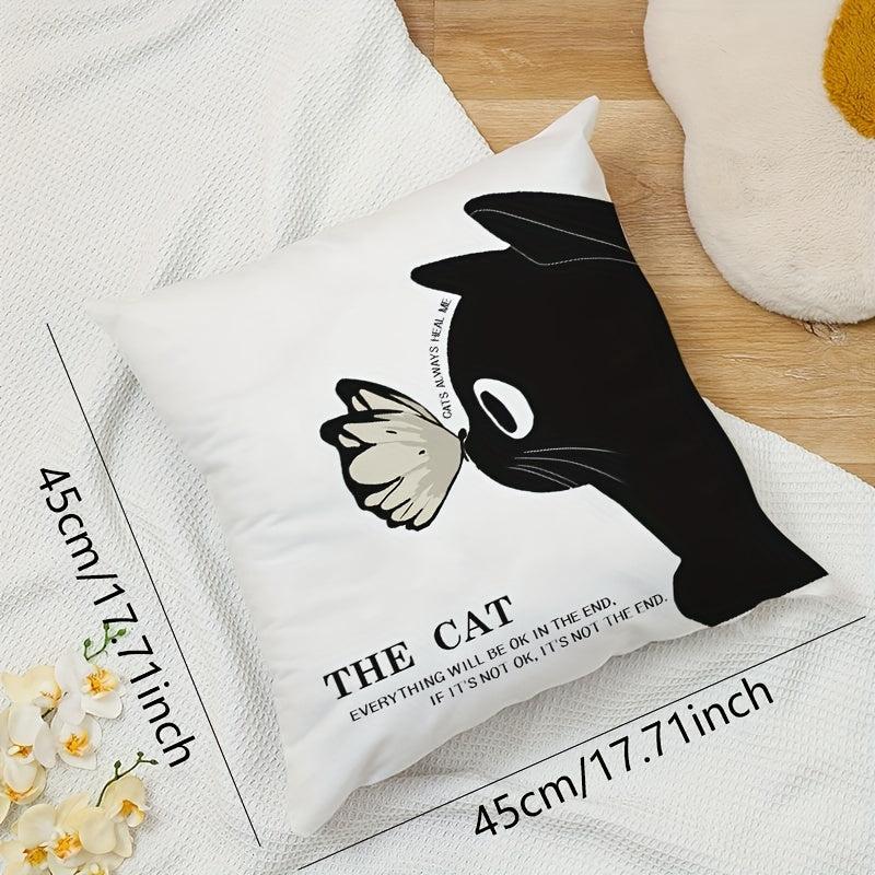 Butterfly Cat Soft Printed Pillow - Home Decoration Comfort