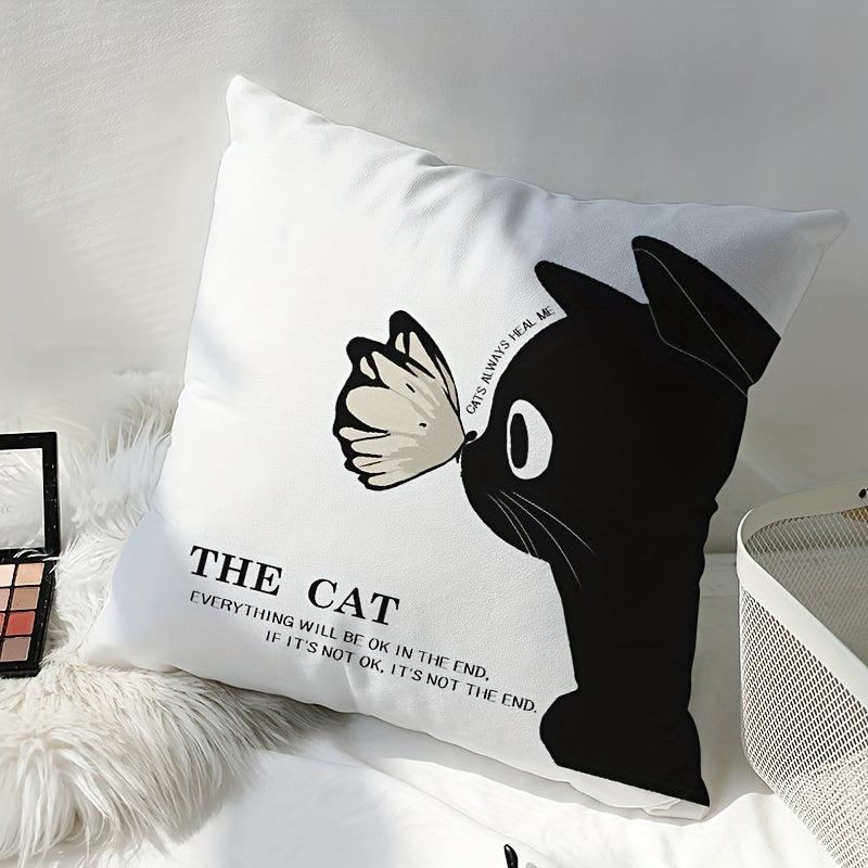 Butterfly Cat Soft Printed Pillow - Home Decoration Comfort