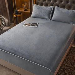 Milk Fleece Solid Fitted Sheet Soft Warm Bedding