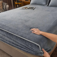 Milk Fleece Solid Fitted Sheet Soft Warm Bedding