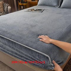 Milk Fleece Solid Fitted Sheet Soft Warm Bedding