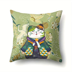 Anime Fortune Cat Cushion Cover Polyester Lucky Cat Sofa Pillowcase