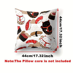 Anime Fortune Cat Cushion Cover Polyester Lucky Cat Sofa Pillowcase