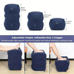 Adjustable Inflatable Foot Rest Pillow for Travel - Home Office Car RV Train