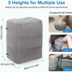 Adjustable Inflatable Foot Rest Pillow for Travel - Home Office Car RV Train