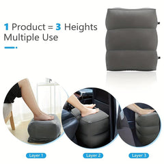 Adjustable Inflatable Foot Rest Pillow for Travel - Home Office Car RV Train
