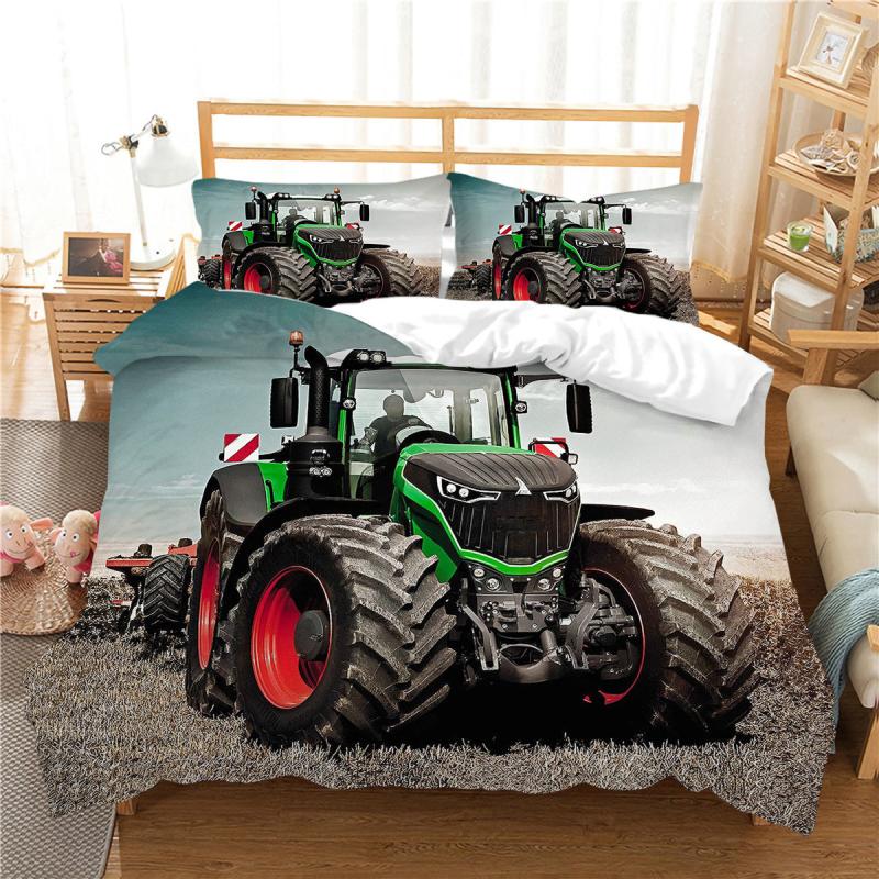 3pcs Car Truck Polyester Duvet Cover Set Soft Comfortable Bedding for Bedroom