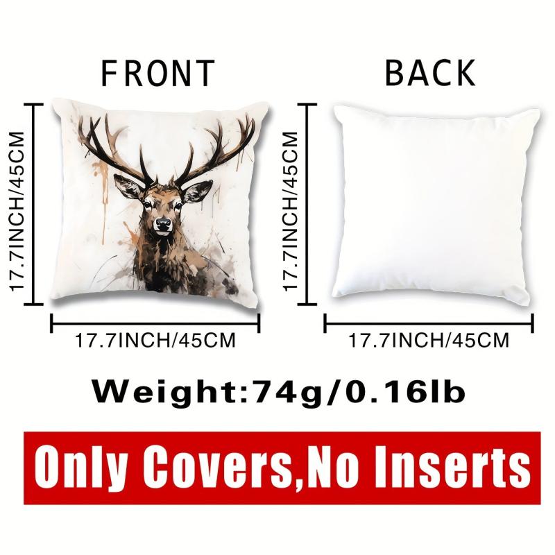 Elk Pattern Print Pillowcase for Home Sofas Office Chairs
