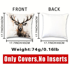 Elk Pattern Print Pillowcase for Home Sofas Office Chairs