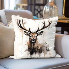 Elk Pattern Print Pillowcase for Home Sofas Office Chairs