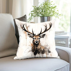 Elk Pattern Print Pillowcase for Home Sofas Office Chairs