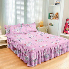Aloe Cotton Bed Skirt Elastic Adjustable Flower Print Bedroom Living Room Decor