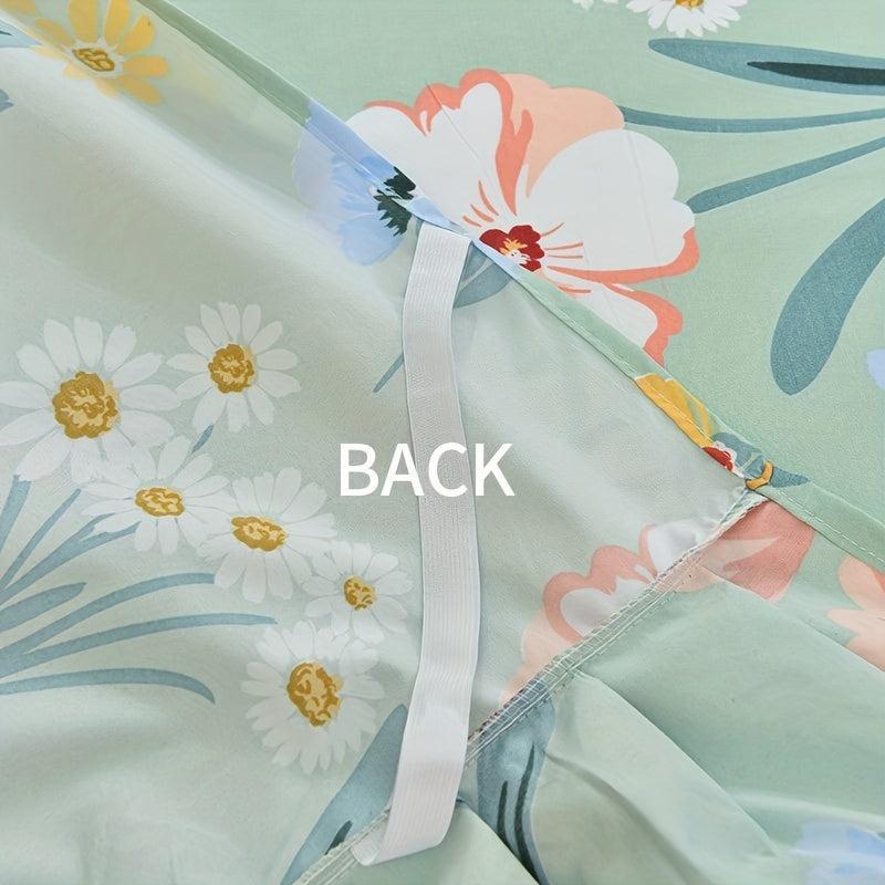 Aloe Cotton Bed Skirt Elastic Adjustable Flower Print Bedroom Living Room Decor