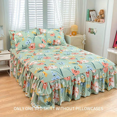 Aloe Cotton Bed Skirt Elastic Adjustable Flower Print Bedroom Living Room Decor