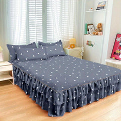 Aloe Cotton Bed Skirt Elastic Adjustable Flower Print Bedroom Living Room Decor