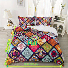 Bohemian Style Plaid Print Bedding Set - Soft Comfortable Duvet Cover