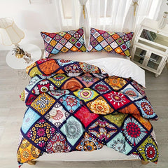 Bohemian Style Plaid Print Bedding Set - Soft Comfortable Duvet Cover