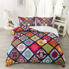 Bohemian Style Plaid Print Bedding Set - Soft Comfortable Duvet Cover