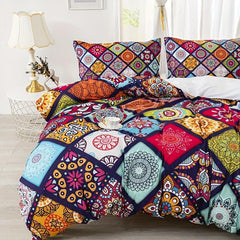 Bohemian Style Plaid Print Bedding Set - Soft Comfortable Duvet Cover