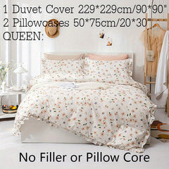 3pc Flower Duvet Cover Set w/ Pillowcases - Soft & Cozy Bedding