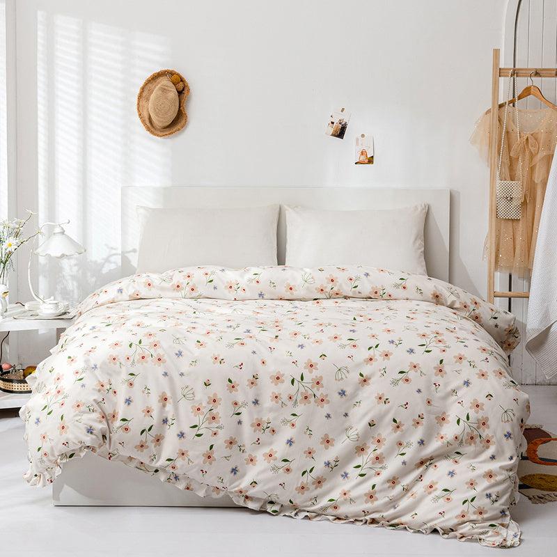 3pc Flower Duvet Cover Set w/ Pillowcases - Soft & Cozy Bedding