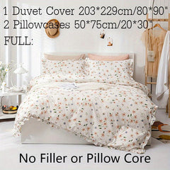 3pc Flower Duvet Cover Set w/ Pillowcases - Soft & Cozy Bedding
