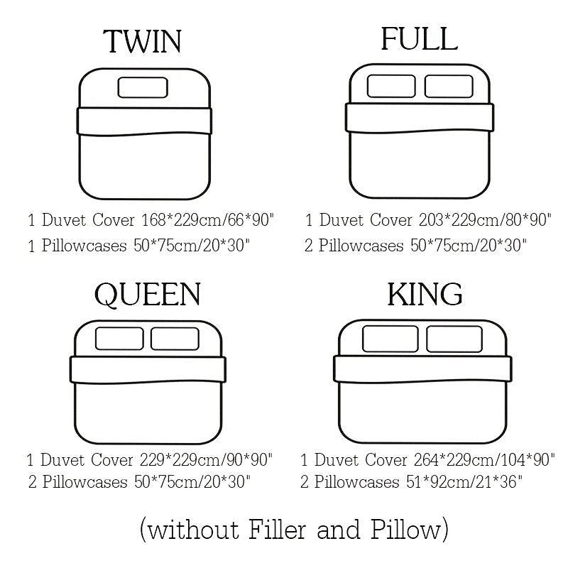 3pc Flower Duvet Cover Set w/ Pillowcases - Soft & Cozy Bedding