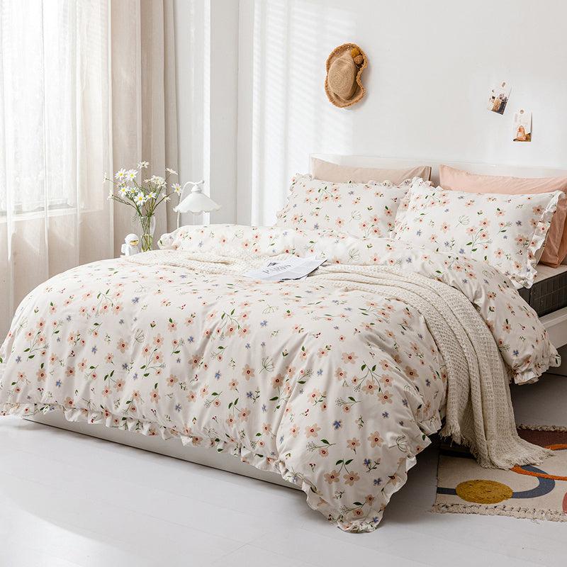 3pc Flower Duvet Cover Set w/ Pillowcases - Soft & Cozy Bedding