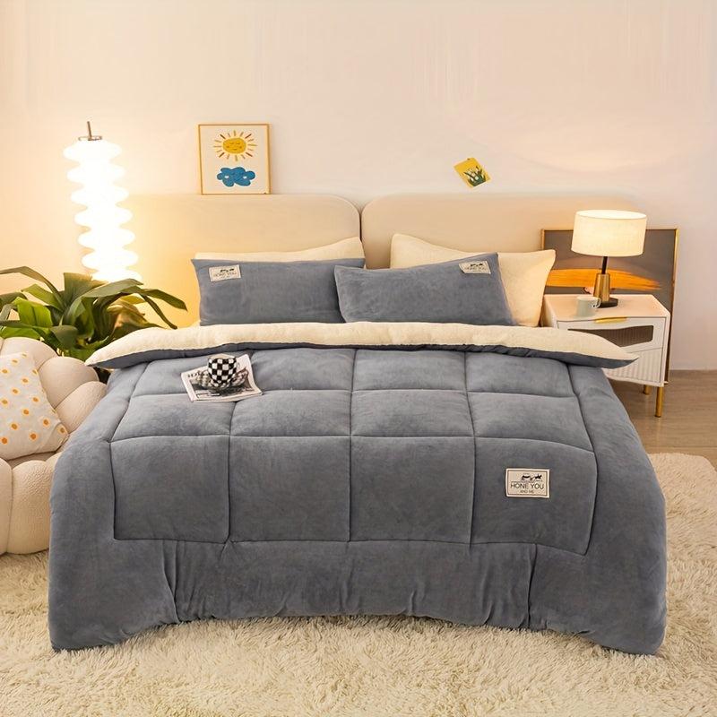 Thick Three-Layer Warm Comforter for Autumn & Winter, Down Alternative Filling