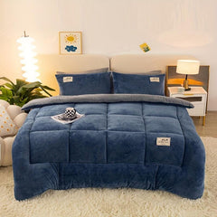 Thick Three-Layer Warm Comforter for Autumn & Winter, Down Alternative Filling