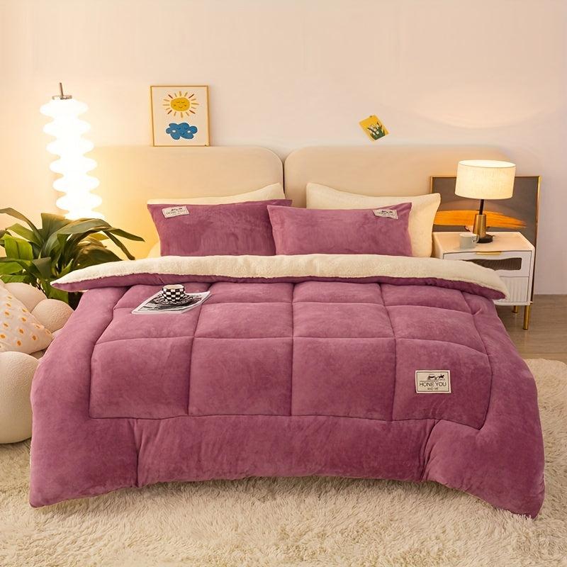 Thick Three-Layer Warm Comforter for Autumn & Winter, Down Alternative Filling