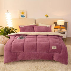 Thick Three-Layer Warm Comforter for Autumn & Winter, Down Alternative Filling