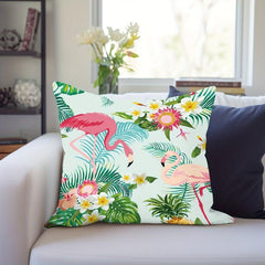 1pc Digital Printing Pillowcase Tropical Plant Flower Animal Flamingo