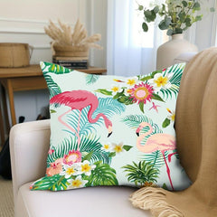 1pc Digital Printing Pillowcase Tropical Plant Flower Animal Flamingo