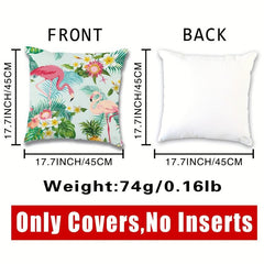 1pc Digital Printing Pillowcase Tropical Plant Flower Animal Flamingo