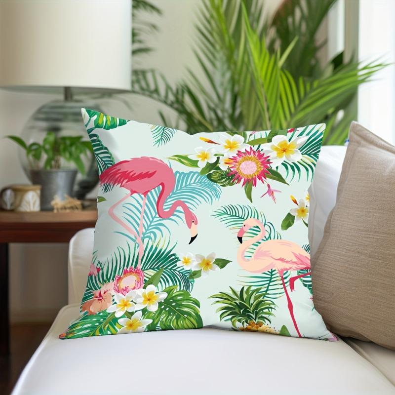 1pc Digital Printing Pillowcase Tropical Plant Flower Animal Flamingo