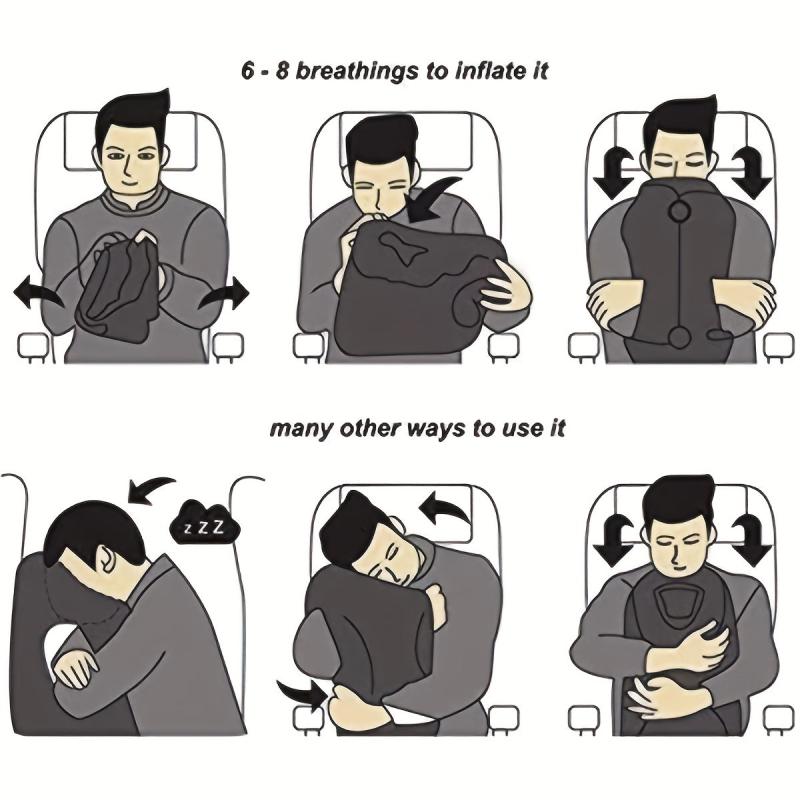 Inflatable Travel Pillow for Neck Support on Planes, Cars, Trains