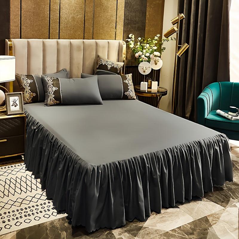 Elastic Adjustable Plain Bed Skirt for Bedroom Decor